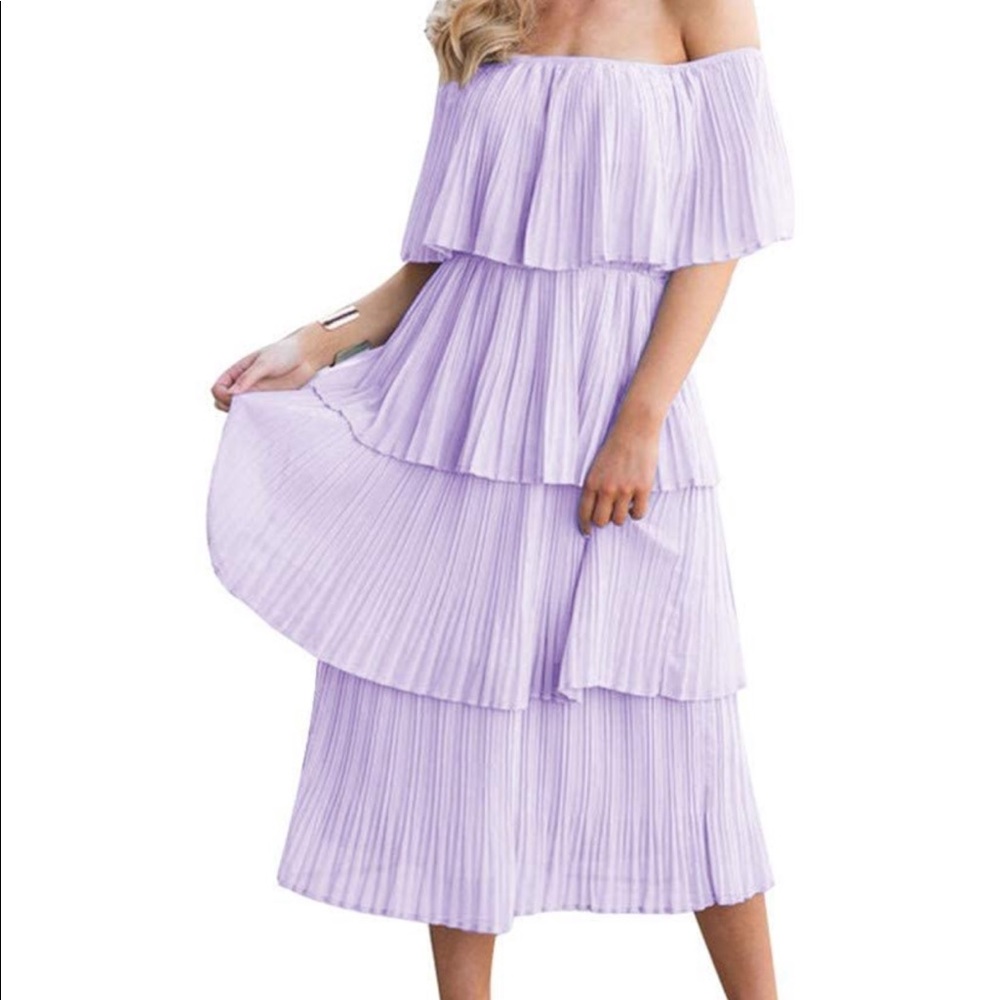 Off the Shoulder Ruffle Midi Dress